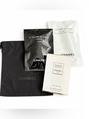 CHANEL Travel Beauty Set with Chanel Black Drawstring pouch